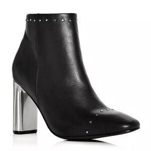 Sol Sana Women's Alicia Black Leather Embellished Booties Size 40 EU (MSRP $200)